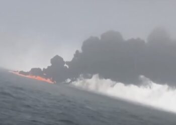 Fire from tanker collision in North sea Stena Immaculate