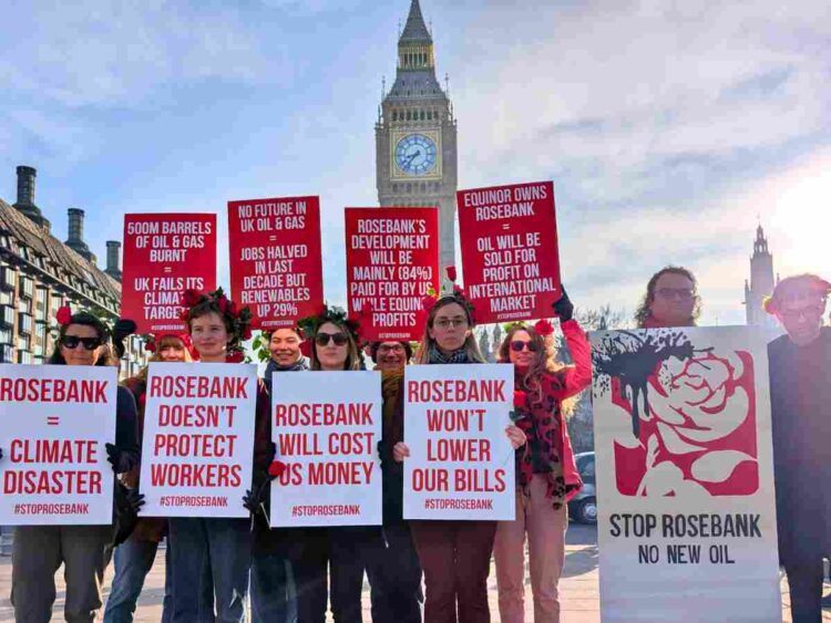 Fossil Free London protest at PMQs