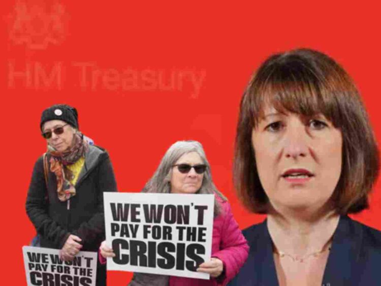 There's a protest at the Treasury over Rachel Reeves' spring statement