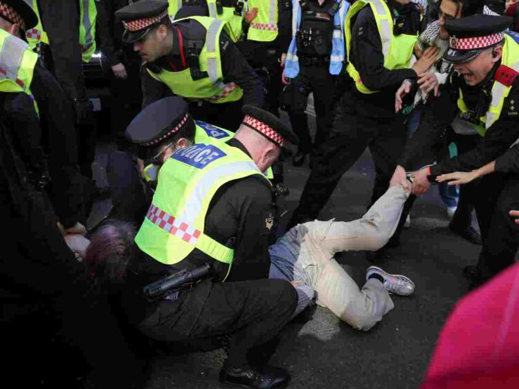 Cops got heavy handed as people protested over the Palestine Action Filton 18