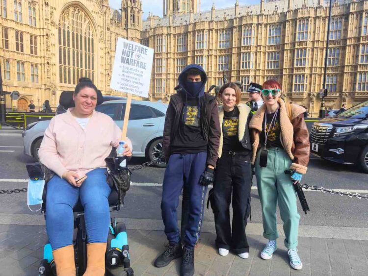 The Canary team at Westminster at the Welfare Not Warfare protest