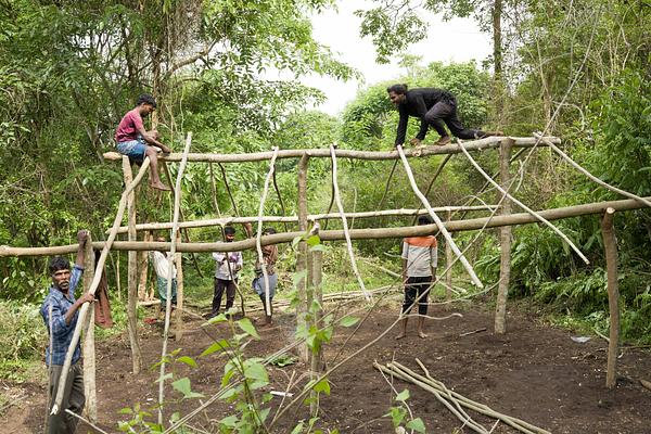 Jenu Kuruba families begin to construct a house for their ancestors, as they rebuild their old village inside Nagarhole National Park.