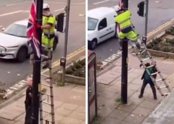 ‘Madness’ as man on street attacks worker removing flag