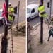 ‘Madness’ as man on street attacks worker removing flag
