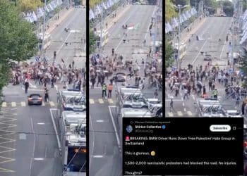 Images of a BMW driving through a crowd as well as a tweet celebrating what happened Zionist