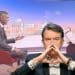 Peter Mandelson imposed over an image of Laura Kuenssberg interviewing Peter Kyle