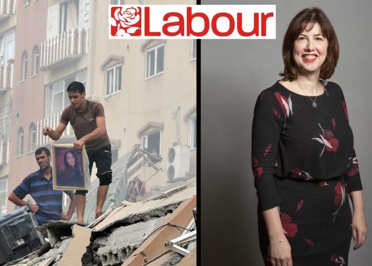 Rubble in Gaza and Lucy Powell