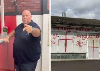 Big John and the vandalised Dragon House take away