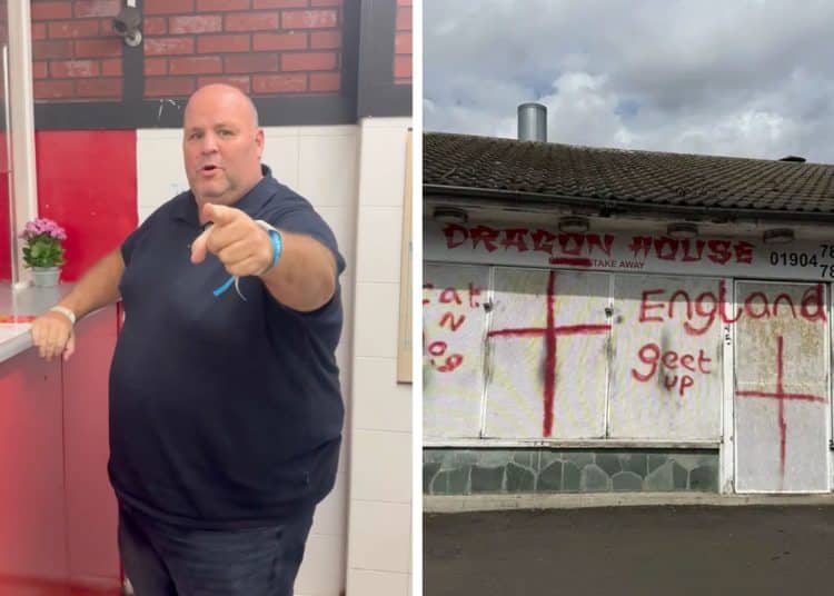 Big John and the vandalised Dragon House take away