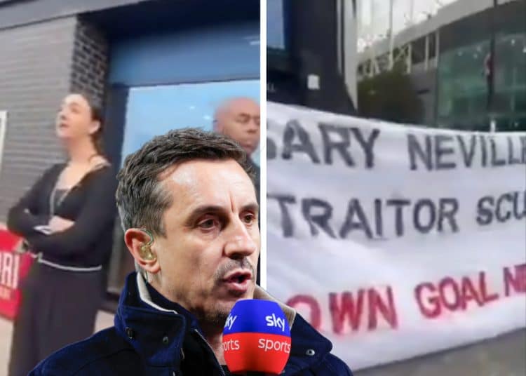 Gary Neville and the scenes outside his hotel
