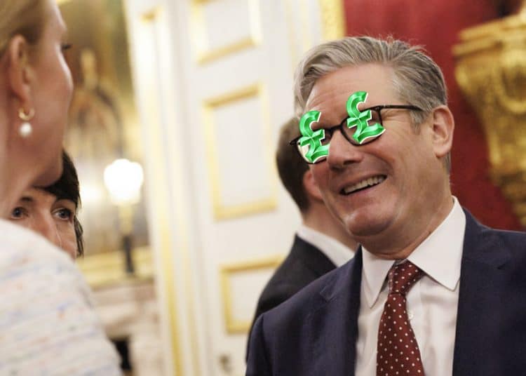Keir Starmer with pound signs in his eyes Labour