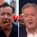 Normal Piers Morgan and AI Piers Morgan eating beans