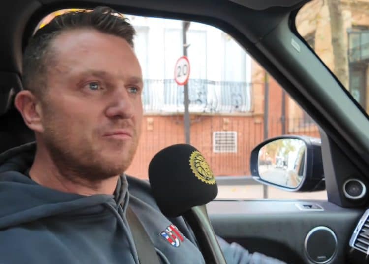 Tommy Robinson in a car