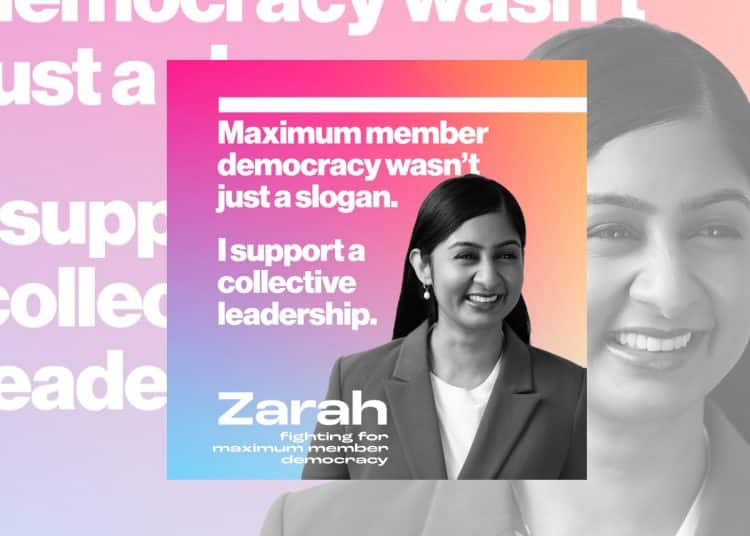 Zarah Sultana celebrating the collective leadership model Your Party