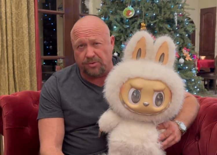 Alex Jones holding a Labubu — Epstein files
