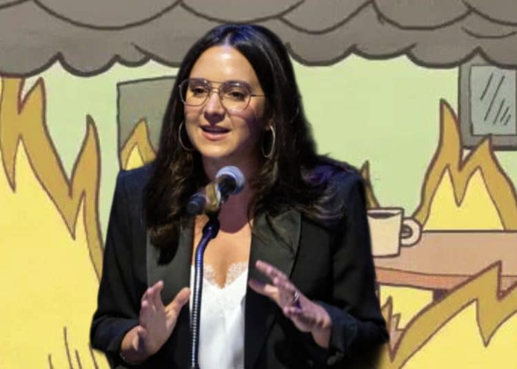 Bari Weiss in a burning room