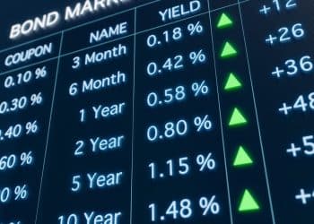 Screen saying Bond Markets and showing rising percentages