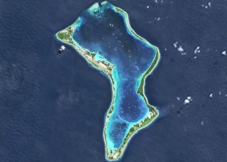 Satellite image of Diego Garcia in the Chagos Islands