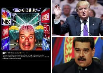 Donald Trump, Nichola Maduro, a tweet from the Wall Street Journal, and a meme of a man having his brain washed by the mainstream news