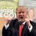 Donald Trump in front of the Inside Cecot image