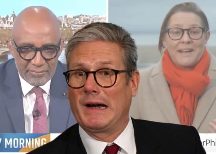 Keir Starmer in front of Trevor Phillips interviewing Anna Turley