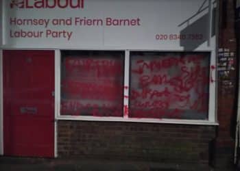 Hunger strikers' demands graffitied on Hornsey and Friern Barnet Labour Party office