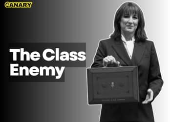 Black and white picture of Rachel Reeves with text saying The Class Enemy