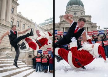 Republican Chris Garten beating up Santa Claus