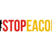 Red and yellow text reading hashtag STOPEACOP, a slogan against the East African Crude Oil Pipeline