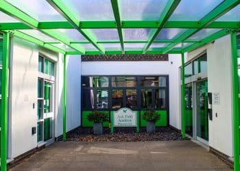 Entrance at Ash Field Academy in Leicester, where staff are willing to strike over suspended union rep Tom Barker Support staff