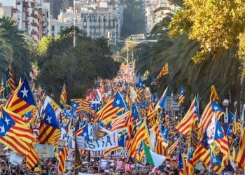 Catalan independence protest in Barcelona, Spain in 2019