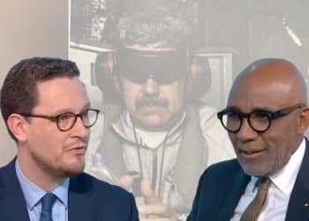Darren Jones and Trevor Phillips super imposed over an image of Maduro being arrested Venezuela
