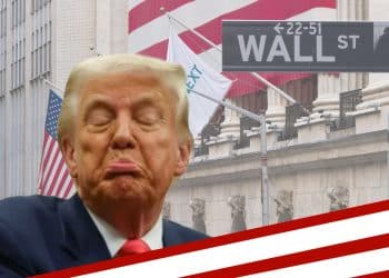 Donald Trump in front of Wall Street