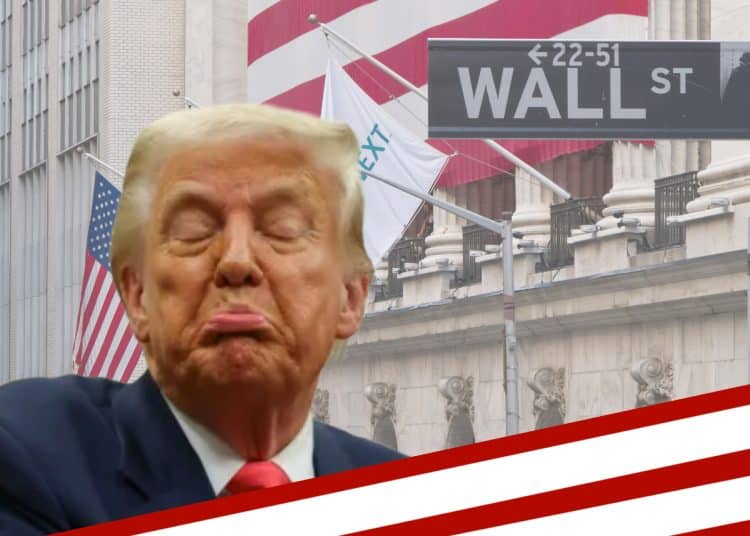 Donald Trump in front of Wall Street