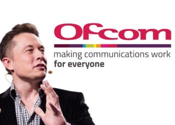 Elon Musk and the Ofcom logo