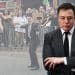 Elon Musk super imposed in front of an image of Hugh Anthony
