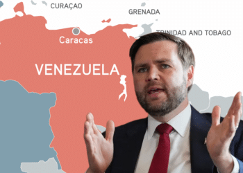 JD Vance and a map of Venezuela