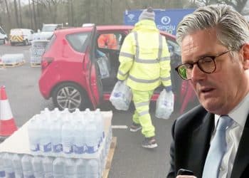 Labour Keir Starmer and South West Water handing out water
