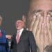 Nigel Farage, Nadim Zahawi, and a man with his head in his hands