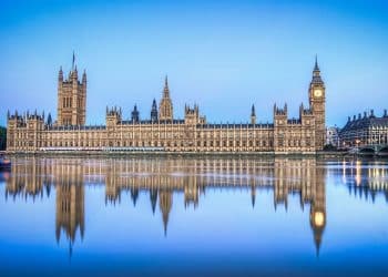 Houses of Parliament Palace of Westminster from across the Thames