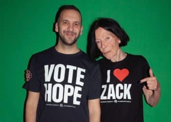 Green Party leader Zack Polanski and fashion designer Katharine Hamnett