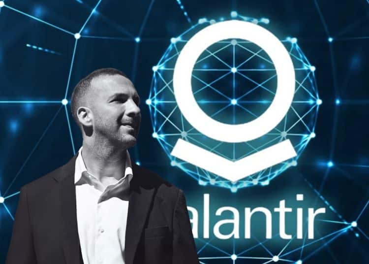 Image showing Zack Polanski overlaid on a glowing Palantir logo. Polanski to deliver letter re Palantir NHS contract