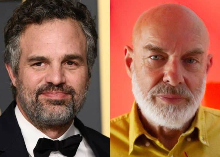 Side by side image of Mark Ruffalo and Brian Eno, signatories to the Time to Win letter from millionaires