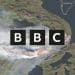 The BBC logo over an image of Greenland fires