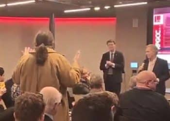 Richard Tice challenged by a climate campaigner
