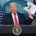 Donald Trump holding a paper titled Accomplishments on 20 January 2026