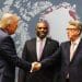 Trump, Lammy, and Mandelson in front of a map of Greenland