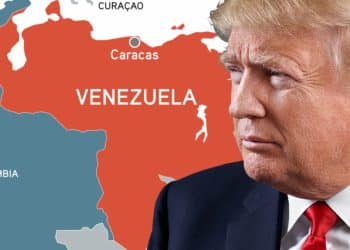 Profile image of Donald Trump overlaid on a map of Venezuela