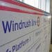 Platform sign for Windrush Line in London