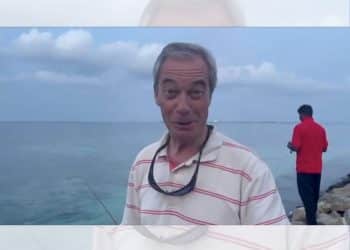 Nigel Farage in front of the sea